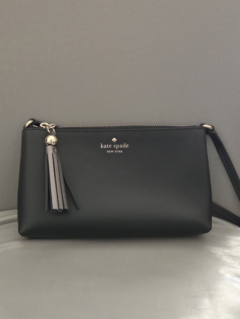 kate spade Black Leather Crossbody with Tassel